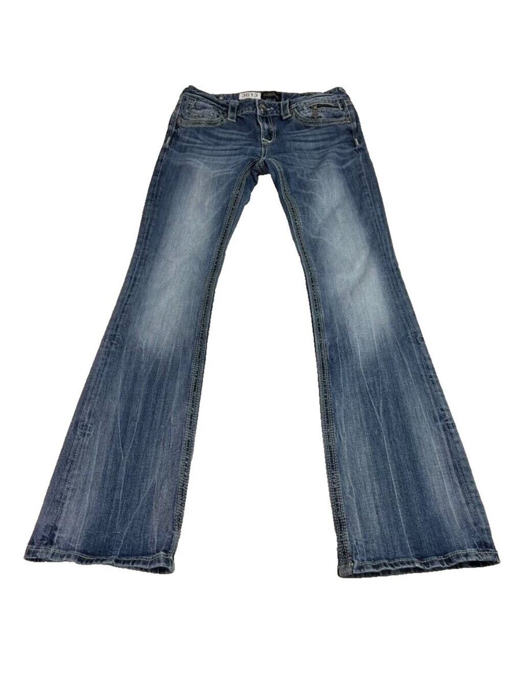 BE ROCK FOR EXPRESS Jeans Women 6R 30X40 Bootcut Blue Denim Cowboy Embroidered